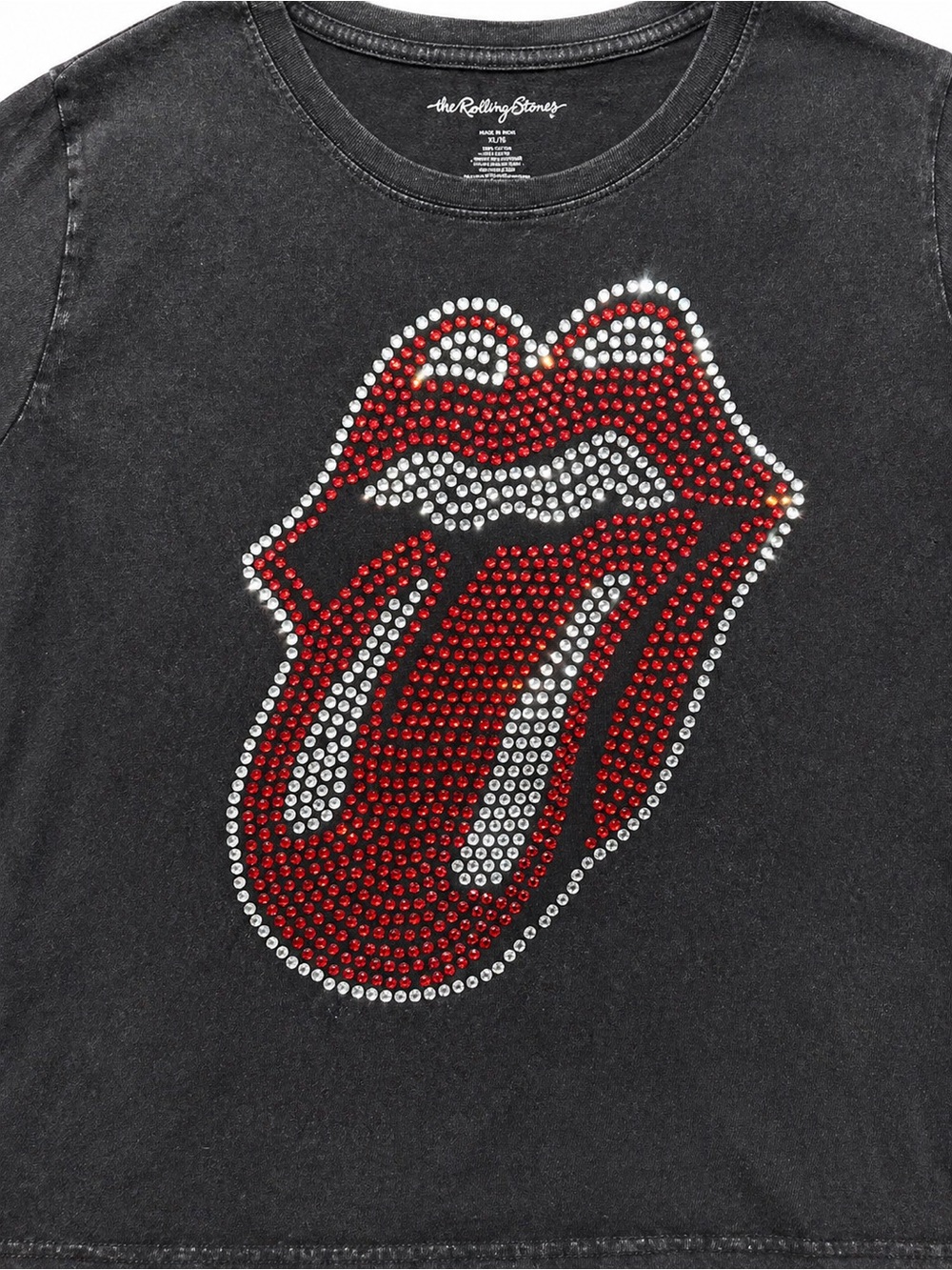 the Rolling Stones Black Tee with Red Studded Tongue Graphic - Picture 3 of 6